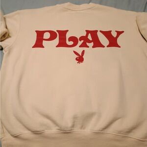 Cream Sweatshirt with Red Playboy Graphic
